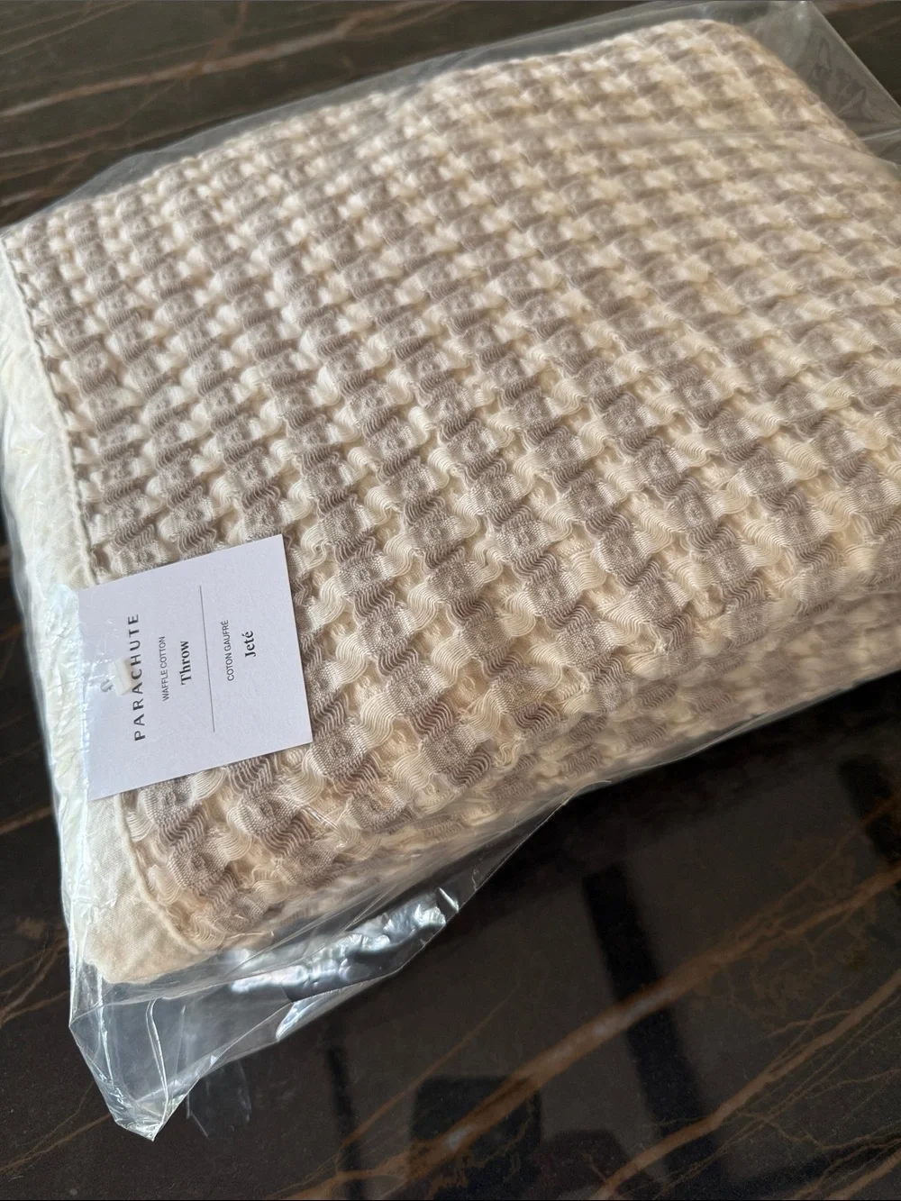 Parachute Waffle Cotton Throw Blanket in Beige